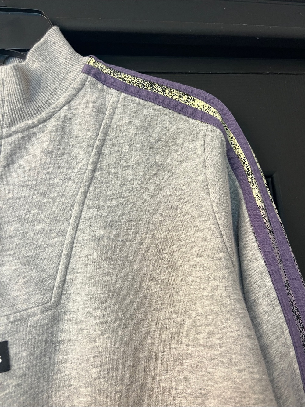 adidas Light Gray Half-Zip Pullover with Purple Stripes - Picture 4 of 7